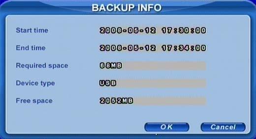 A window will appear as shown in Fig 3.20 Backup Information. Fig 3.20 Backup Information STEP6 Press OK button.