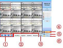 6.2 Remote Viewing QSDT8DP DVR User s Manual When you enter remote preview you will see the interface shown below: 48 Fig 6.2 Remote Preview Interface 1 Full screen, 4/8 screens display mode.