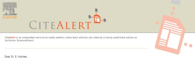 Special feature: CiteAlert A way of being kept up to date with the latest citations made to any article you have