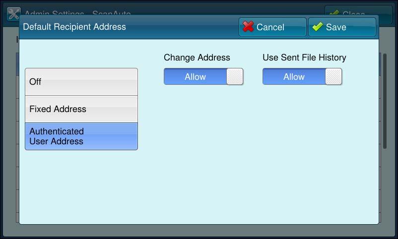 Fixed Address Fixes to the recipient address which is specified by the System Administrator and restricts users to change the address.