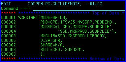 Figure 3. Server Options with Location of Code Containing %CPSTART Command The code referred to in Figure 3 is shown in Figure 4.