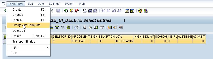 delete data In the following Example only data for a particular system are