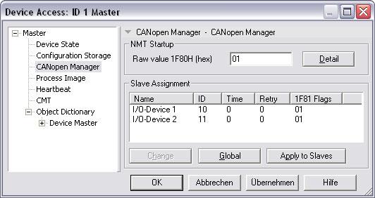 If it is a real CANopen Manager you have to open the Device Access dialog of this device and define it on page CANopen Manager (see Figure 2).