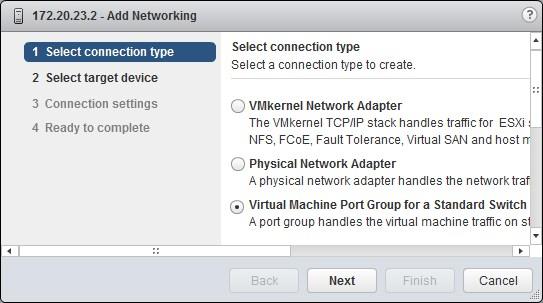 Step 5: Configure the networks 5. On the Virtual switches page, click on the Add host networking icon ( ). 6. Use the Add networking wizard to create a front-end network for HCP Anywhere to use.