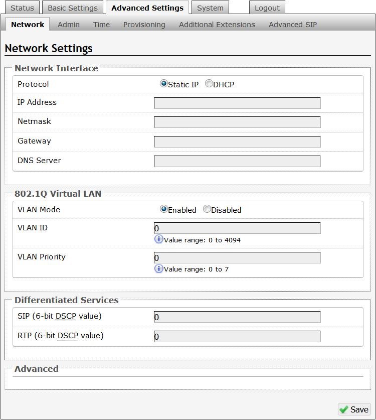 Advanced Settings Tab - Network Protocol DHCP is an IP standard designed to make administration of IP addresses simpler.