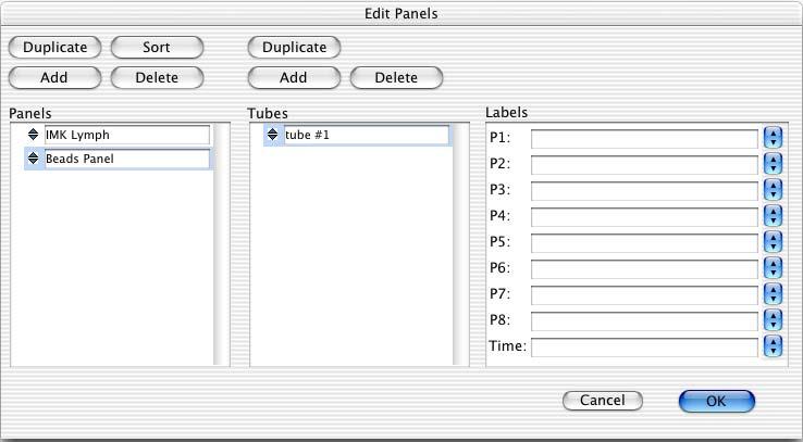 Creating and Choosing a Panel 1 Choose Acquire > Edit Panels. 2 Click Add above the Panels column. Add panel button A new panel appears under the existing panel.