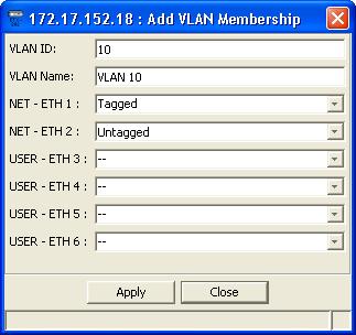 Chapter 4 Configuring Typical Applications User s Manual Figure 4-35. VLAN Membership (Egress) Dialog Box (ETX-202) 3. Click <Add>.