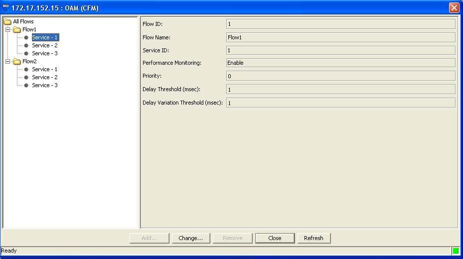 User s Manual Chapter 3 Configuration Management Figure 3-38. OAM (CFM) Dialog Box Displaying Service Details 2.