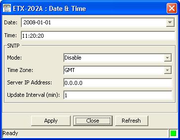 Chapter 3 Configuration Management Setting System Date and Time RADview allows you to set the date and time for the ETX-202A internal real-time clock.