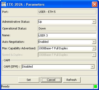 Chapter 3 Configuration Management Figure 3-6. Ethernet Port Parameters Dialog Box 3. Fill in the fields, as described in Table 3-4.