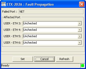 Chapter 3 Configuration Management Configuring the Fault Propagation RV-EMS/NGN ETX-202A provides the network-to-user fault propagation mechanism.