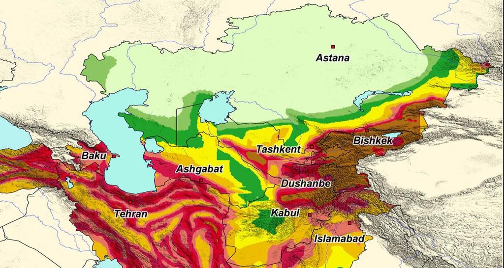 4 Seismic Hazard Map Kazakhstan Kazakhstan Caspian Sea
