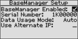 4. Press the Back button to return to the Network Setup menu. Press the or button to move to the BaseManager Setup option, and then press the OK button to select it.