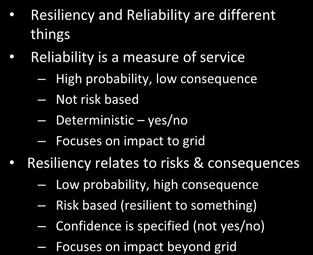 Resiliency vs Reliability Resiliency and Reliability are different things Reliability is a