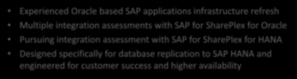 integration assessments with SAP for SharePlex for Oracle