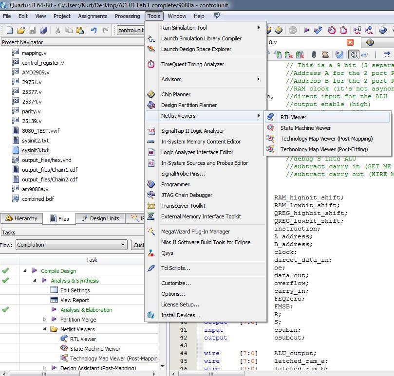 H. RTL Viewer Quartus II contains a highly useful debugging feature known as the RTL Viewer, which will generate visual blocks of each module and display connections.
