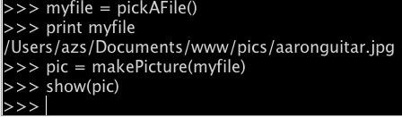 Some JES functions Examples: pickafile() makepicture(<file>) show(<picture>) 15 Variables A variable is a spot in memory which can hold a