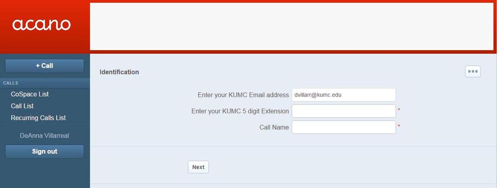 Your KUMC email address should appear in the Email address field. If it does not populate fill in your full userid@kumc.edu email address.