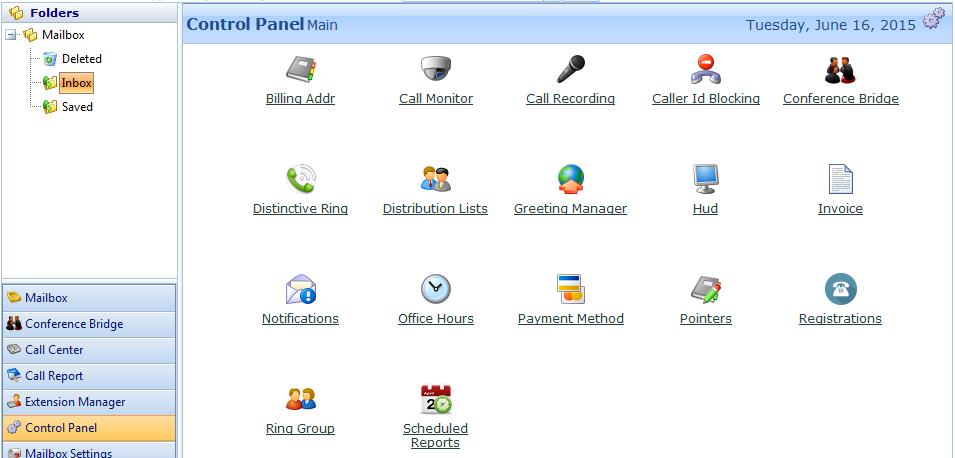 SECTION 3: Control Panel Icon Overview The Control Panel on the Web Portal is a page that you will visit quite frequently and become very familiar with.