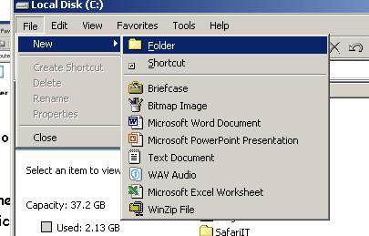 Trace to NEW and select FOLDER A new folder will appear and the insertion point will be blinking for you to name your folder.