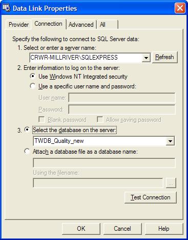 Figure 60 : Select the Data Link source for SQL Server 8.
