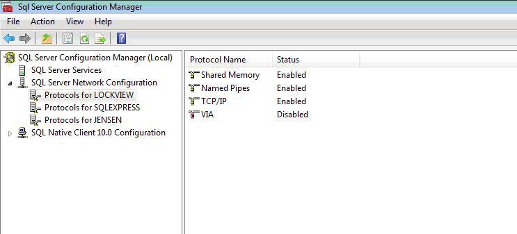 15. Click on SQL Server Network Configuration, click on Protocols for (Instance Name). Enable TCP/IP, Named Pipes, and Shared Memory. 16.