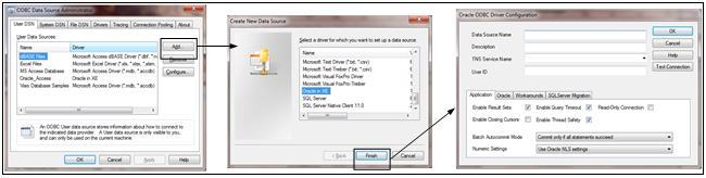Select the installed driver of the target database, and then click on Finish.