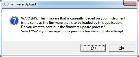 8. If the Firmware Update application is displaying an error message similar to Figure 12, restart the Firmware Update process by clicking the green START button.