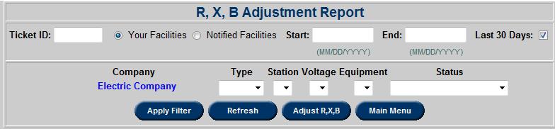 R, X, B Adjust Report Users can search for all adjustment requests made to the R, X, B values and can even create new requests to adjust the R, X, B from the report itself.