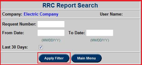 RRC Report Search Users can search for previous Reactive Reserve Check entries using the RRC Report Search function.