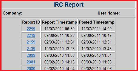 Click the Most Recent button to view the most current IRC report.
