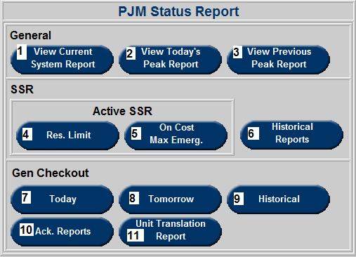 PJM Status Report Business Rules Manual reference: PJM M-13, Emergency Operations Manual - Attachment A 1) View Current System Report This function opens the Current System Report form.