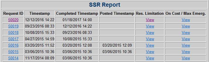 Users can view a report of previously entered SSR information with the SSR Report