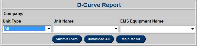 D-Curve Report Users can search for current D-Curve input values for units via the D-Curve Report function.