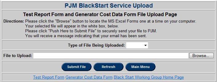 BlackStart Upload Users can upload Blackstart files with the Blackstart Upload function.