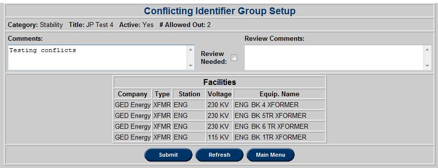 Below is an image of a specific group identifier. If a scenario needs to be reviewed, the company must check the box and add comments. If a modification is made to a scenario (i.