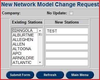 Create New Change Request Users can submit Network Model Change Requests with the Create New Change Request Model.