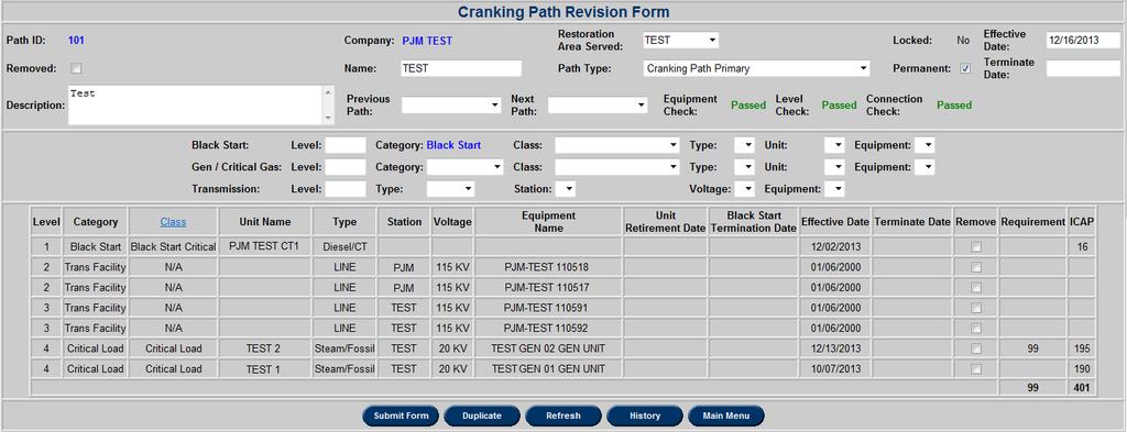 Cranking Path Revision Form The Cranking Path Revision Form functions similarly to the New Cranking Path Form.