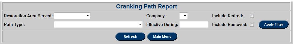 Cranking Path Report Users can create a Cranking Path Report by filtering for criteria.