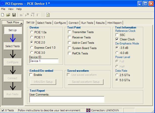 Figure 1 The PCI Express Automated Test Application NOTE If PCI Express does not appear in the Automated Test Apps menu, the