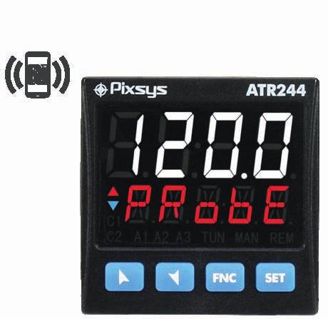 ATR244 PID Controller with NFC Configuration Compact indicating PID controller Super-bright LED display Configurable via NFC with Android app Universal input Relay and SSR outputs Optional Modbus