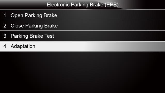 2. Press the function key Start, the brake pads are now opening and closing 3 times. Wait 30 seconds after the brakes stop making noise. Figure 4-70 Sample Parking Brake Test Screen 3.