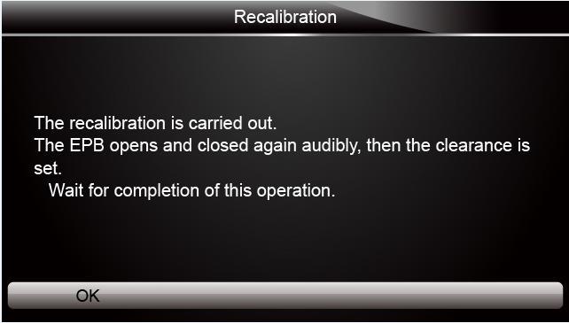 Figure 4-76 Sample Recalibration Operation Screen 7. Press the function key OK to continue and when the recalibration completed, the following screen displays.