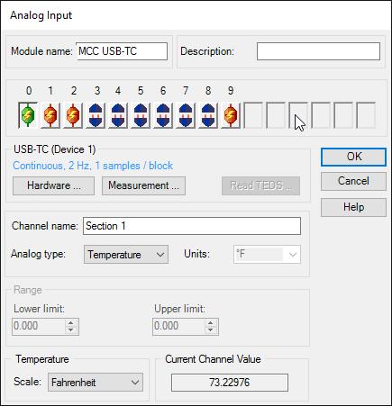 DASYLab Techniques Create a worksheet that collects, displays and saves temperature data Page 3 of 9 Open the module properties by double-clicking over the module icon, or by right-clicking over the