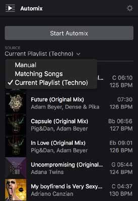 7.4.1 Automix playlist To automate things further, you can use the Automix playlist panel to keep the music flowing.