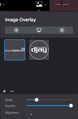 Adding an image overlay To add an image to the djay Pro image overlay library, click the plus (+) symbol below the image overlay list and navigate to your image on you hard drive.