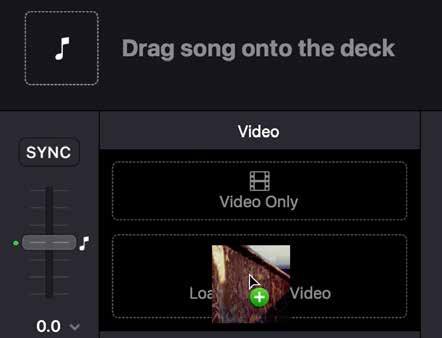 Playing only audio or video When in video mode, you can choose only to play the audio or video of a video file by dragging and dropping the file on a specific dropzones of a deck.