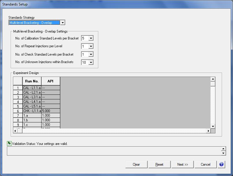 Linearity Example Standards Setup Options