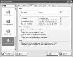 Figure 3-6: The ISO tab displays the optimum settings for burning an ISO disc for maximum compatibility. 5.