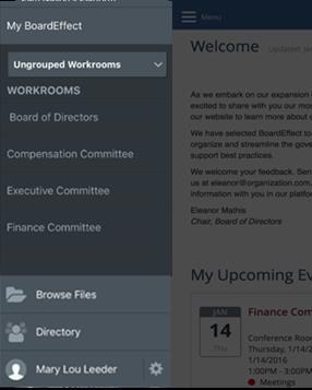 Note that you may need to tap on a Workgroup first Workgroups are shown in bold and appear above the list of Workrooms.